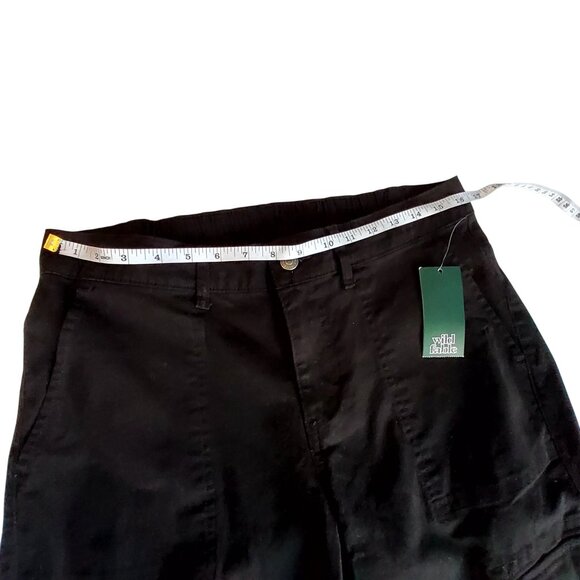 Wild Fable Black Cargo Pants M Elastic Waist Adjustable Hem 98% Cotton 2% Spande - Picture 2 of 14